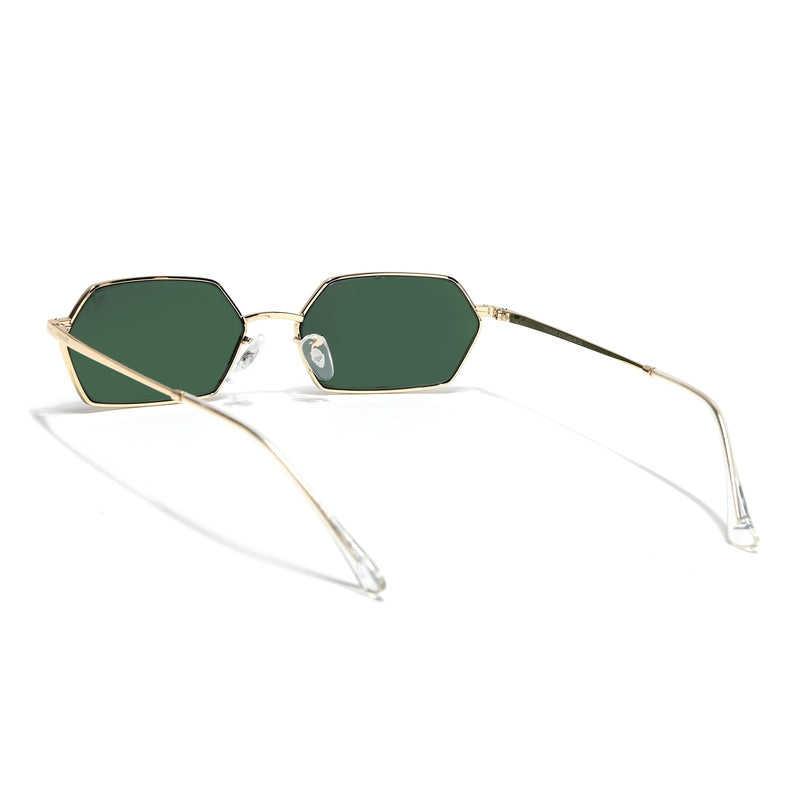 Hexagonal Sunglasses for Men & Women (Green Lens | Golden Frame - MG7634)