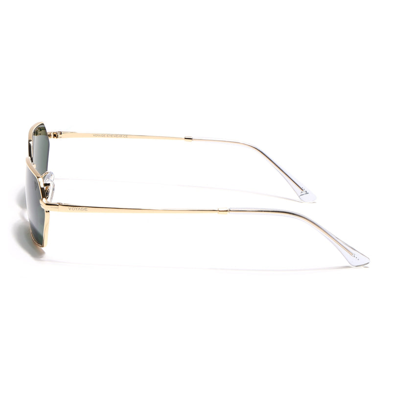 Hexagonal Sunglasses for Men & Women (Green Lens | Golden Frame - MG7634)