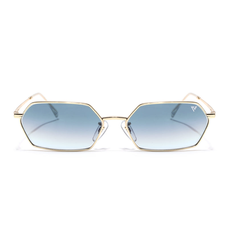 Hexagonal Sunglasses for Men & Women (Grey & Clear Lens | Golden Frame - MG7635)