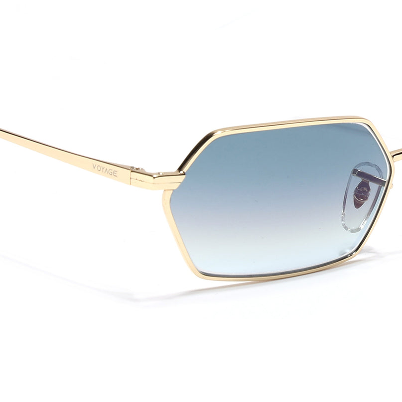Hexagonal Sunglasses for Men & Women (Grey & Clear Lens | Golden Frame - MG7635)