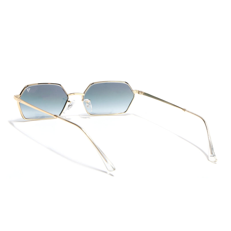 Hexagonal Sunglasses for Men & Women (Grey & Clear Lens | Golden Frame - MG7635)