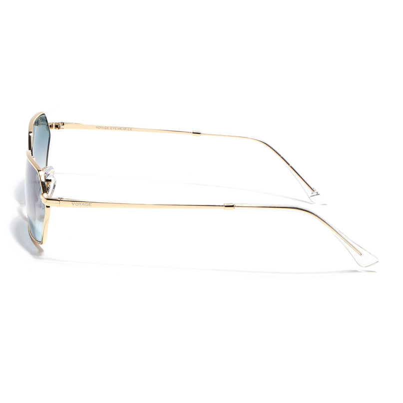Hexagonal Sunglasses for Men & Women (Grey & Clear Lens | Golden Frame - MG7635)
