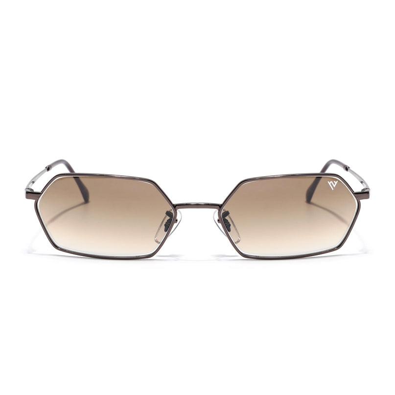 Hexagonal Sunglasses for Men & Women (Brown & Clear Lens | Brown Frame - MG7636)