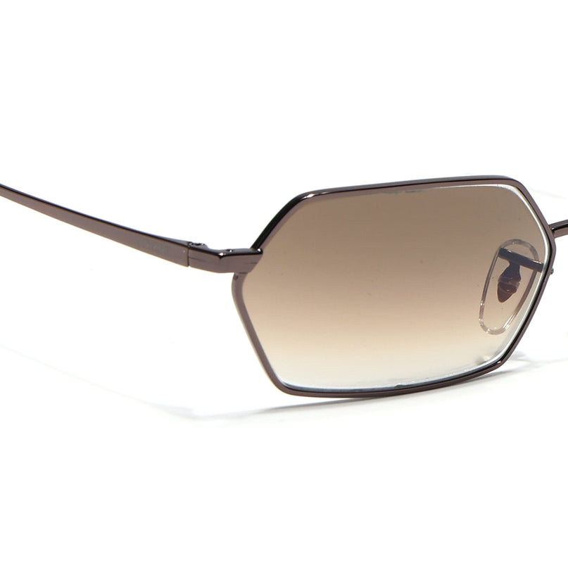 Hexagonal Sunglasses for Men & Women (Brown & Clear Lens | Brown Frame - MG7636)