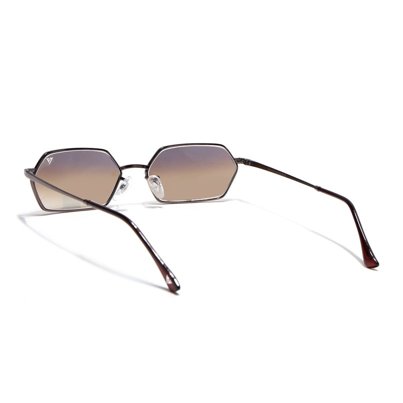 Hexagonal Sunglasses for Men & Women (Brown & Clear Lens | Brown Frame - MG7636)