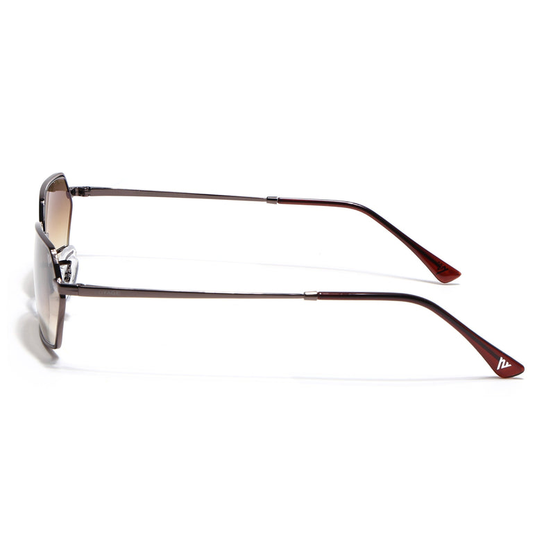Hexagonal Sunglasses for Men & Women (Brown & Clear Lens | Brown Frame - MG7636)