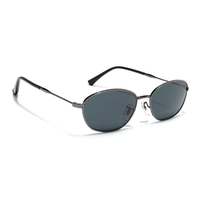 Oval Sunglasses for Men & Women (Black Lens | Grey Frame - MG7625)