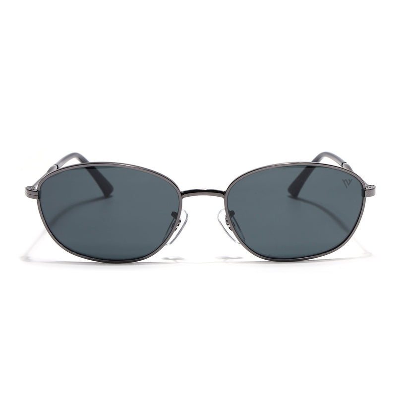 Oval Sunglasses for Men & Women (Black Lens | Grey Frame - MG7625)