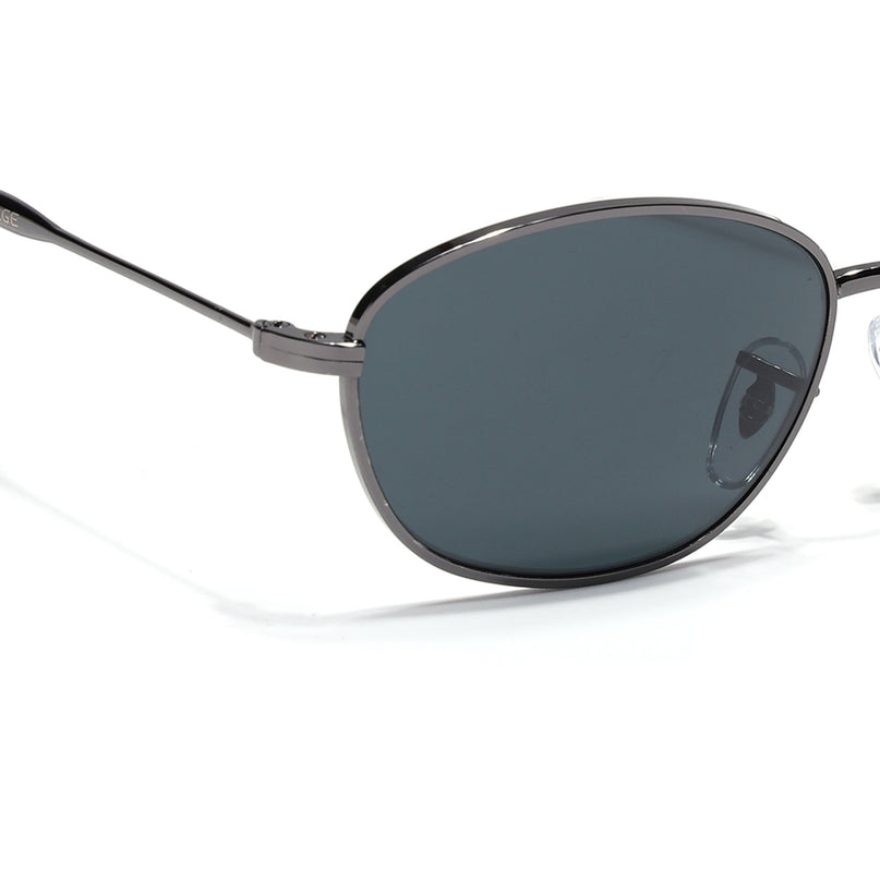 Oval Sunglasses for Men & Women (Black Lens | Grey Frame - MG7625)