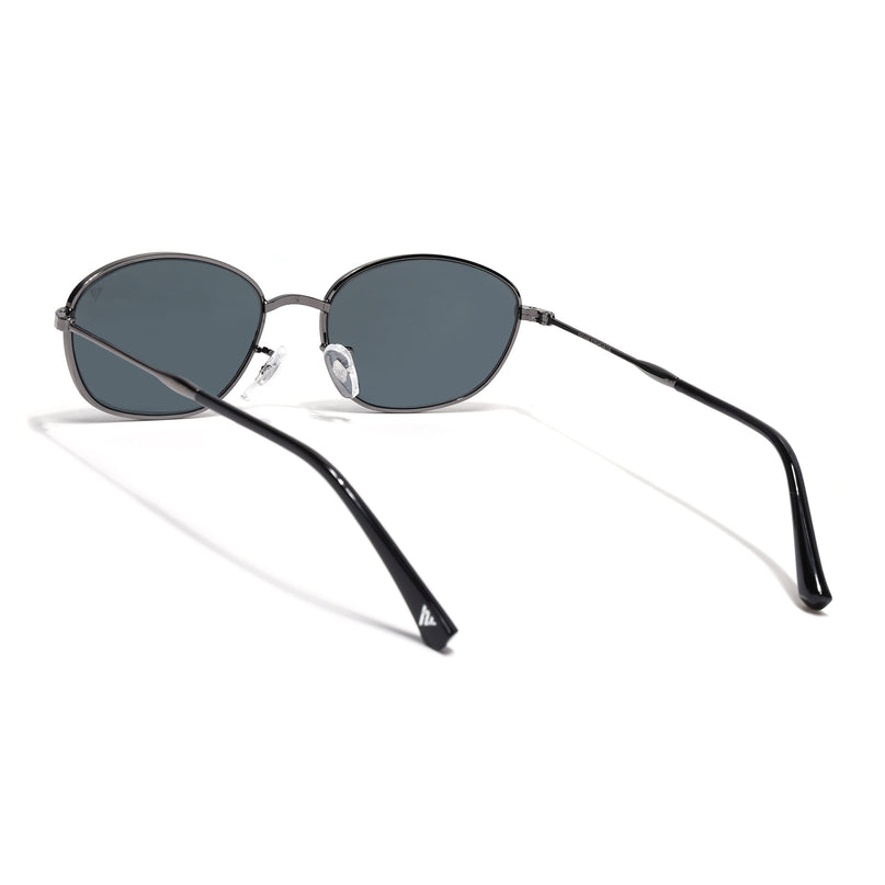 Oval Sunglasses for Men & Women (Black Lens | Grey Frame - MG7625)