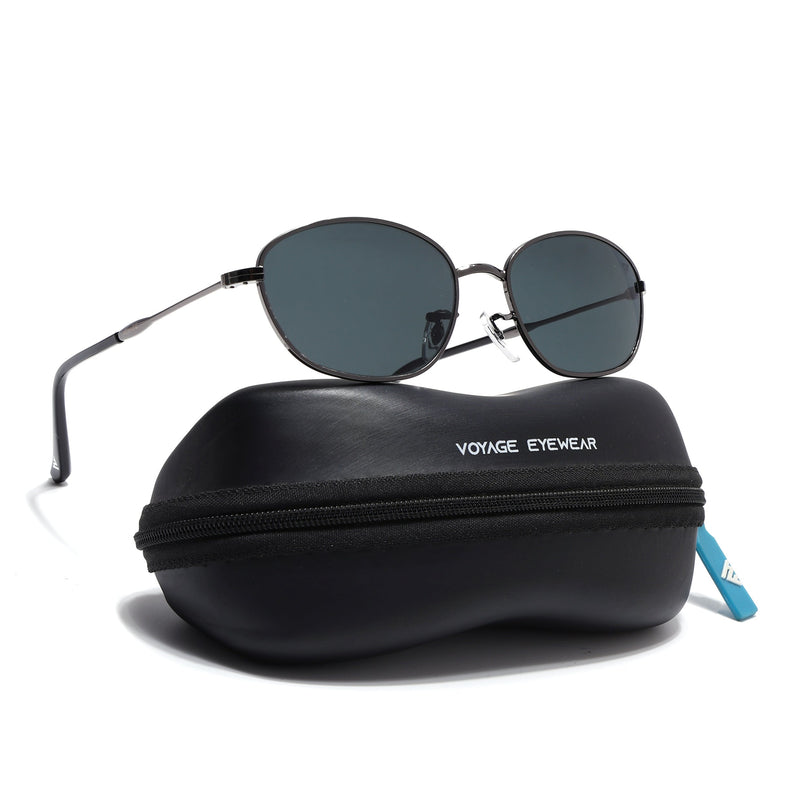 Oval Sunglasses for Men & Women (Black Lens | Grey Frame - MG7625)