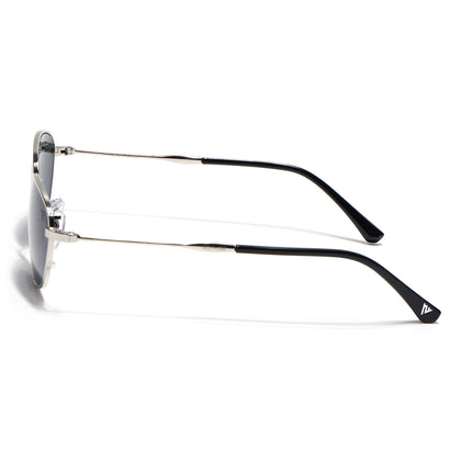 Oval Sunglasses for Men & Women (Black Lens | Silver Frame - MG7626)