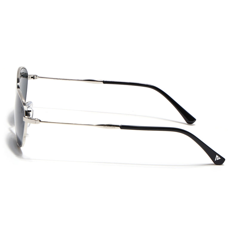 Oval Sunglasses for Men & Women (Black Lens | Silver Frame - MG7626)