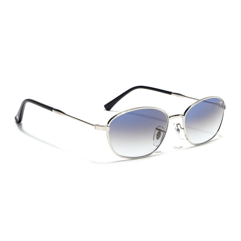 Oval Sunglasses for Men & Women (Blue & Clear Lens | Silver Frame - MG7627)
