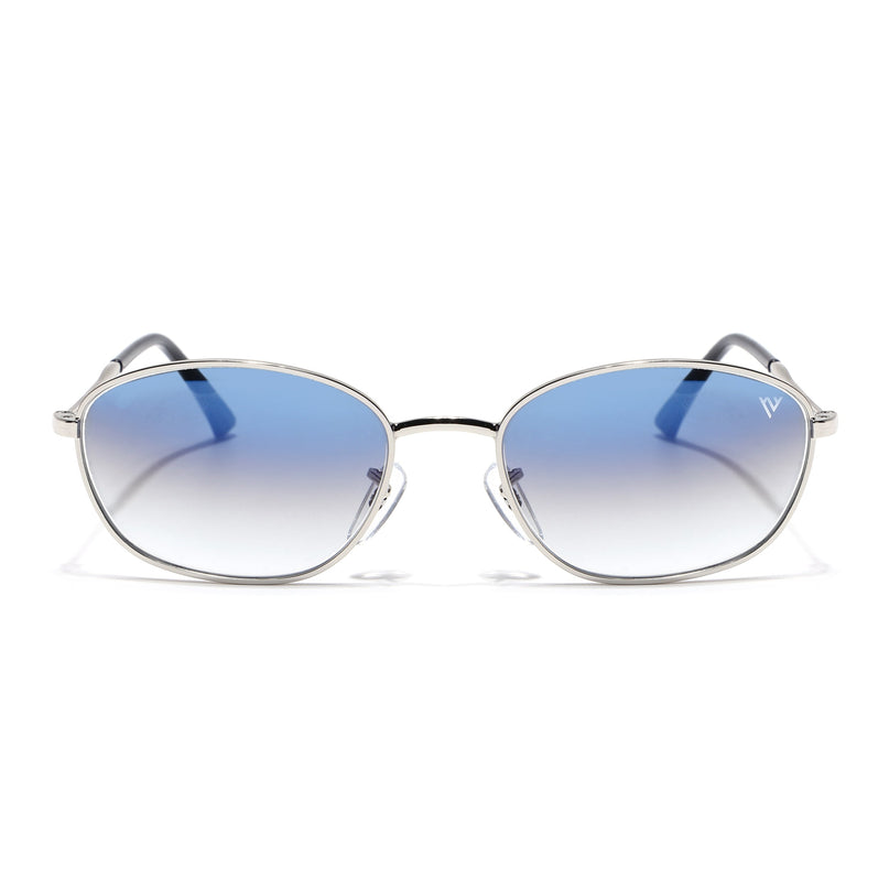 Oval Sunglasses for Men & Women (Blue & Clear Lens | Silver Frame - MG7627)