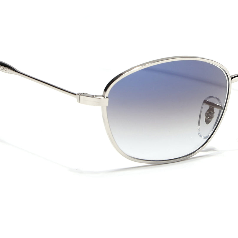 Oval Sunglasses for Men & Women (Blue & Clear Lens | Silver Frame - MG7627)