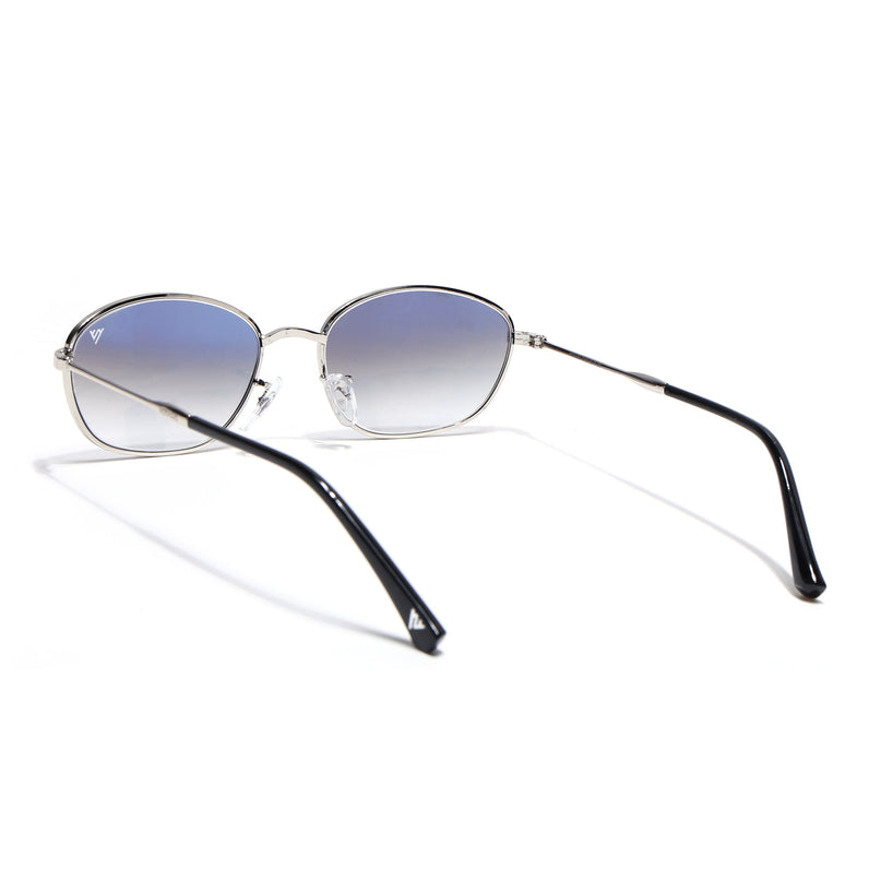 Oval Sunglasses for Men & Women (Blue & Clear Lens | Silver Frame - MG7627)