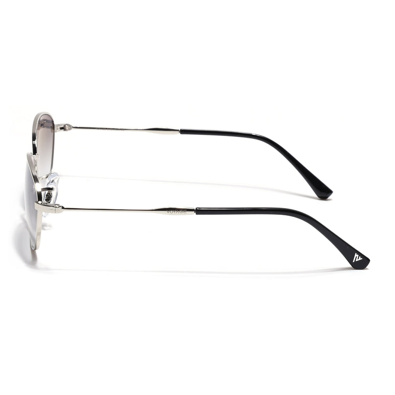 Oval Sunglasses for Men & Women (Blue & Clear Lens | Silver Frame - MG7627)