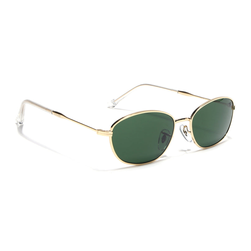 Oval Sunglasses for Men & Women (Green Lens | Golden Frame - MG7628)