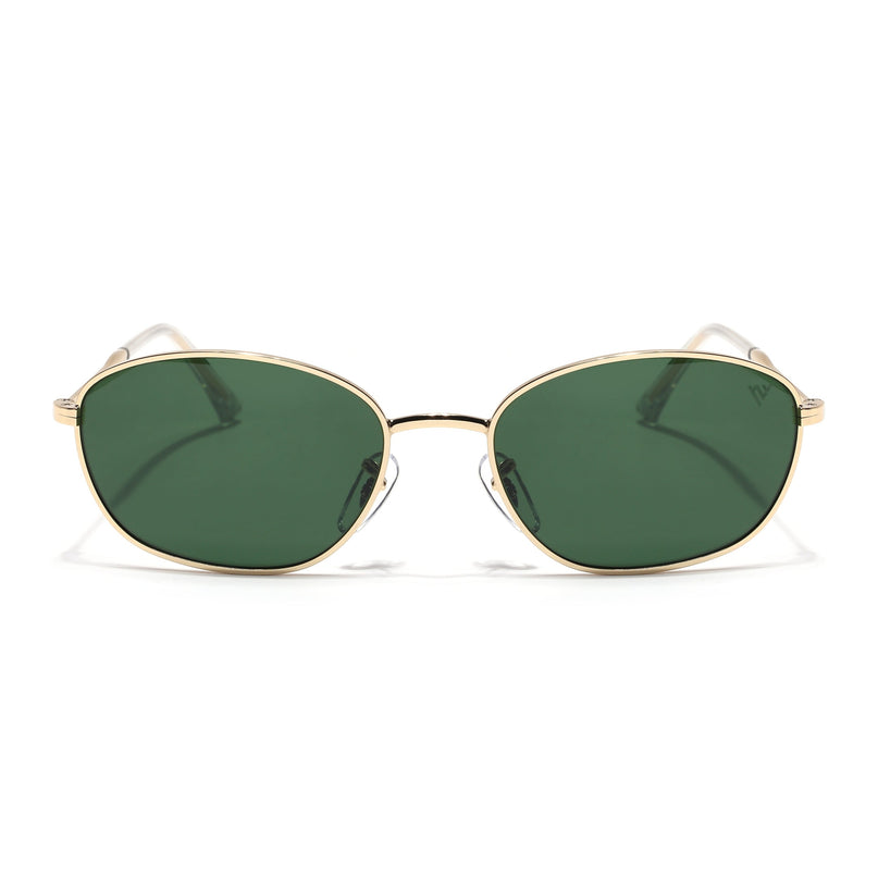 Oval Sunglasses for Men & Women (Green Lens | Golden Frame - MG7628)