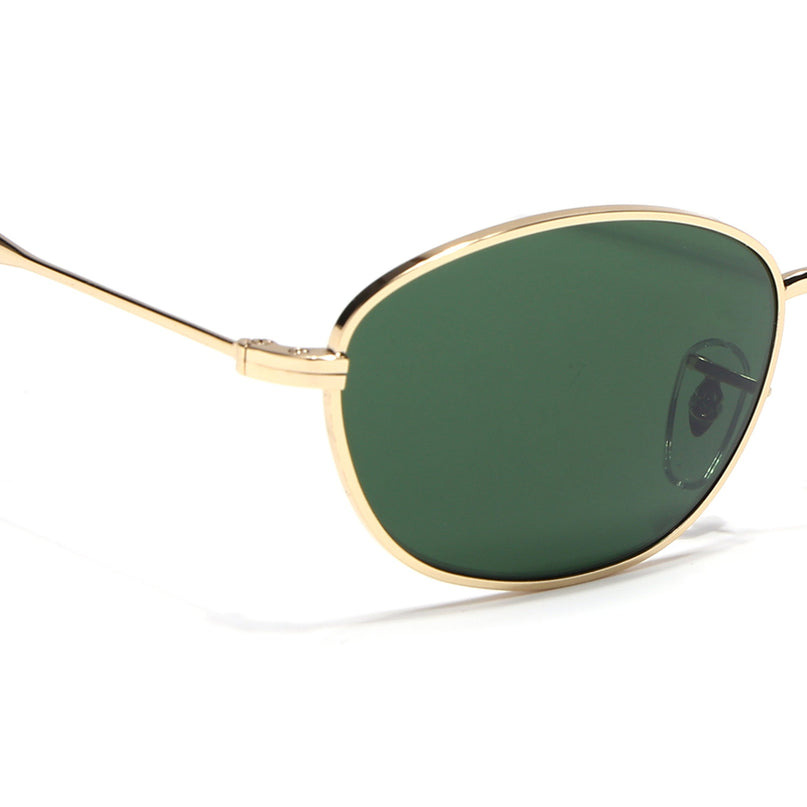 Oval Sunglasses for Men & Women (Green Lens | Golden Frame - MG7628)