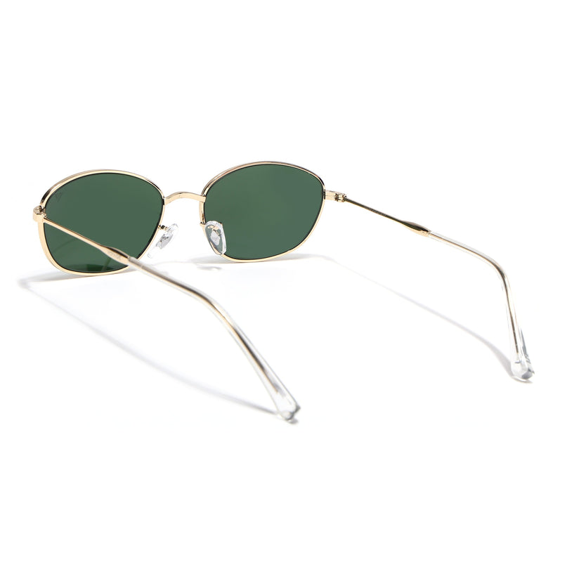 Oval Sunglasses for Men & Women (Green Lens | Golden Frame - MG7628)