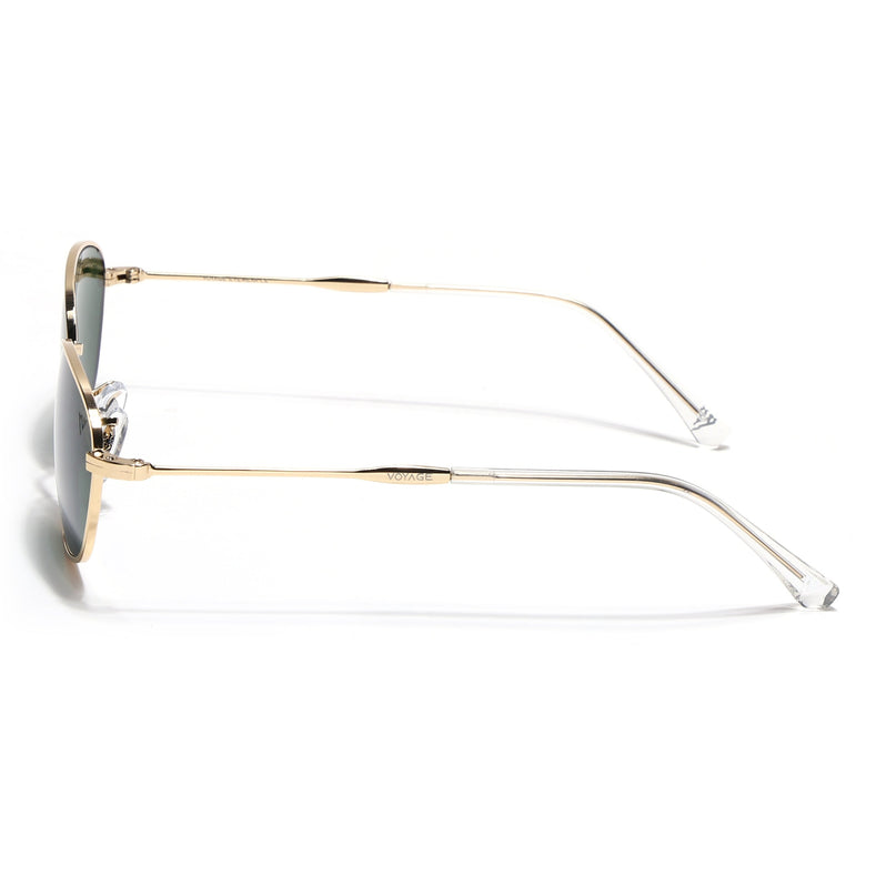 Oval Sunglasses for Men & Women (Green Lens | Golden Frame - MG7628)