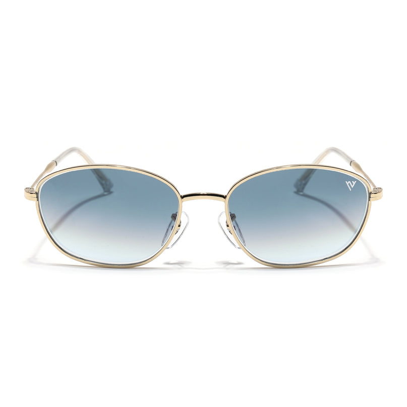 Oval Sunglasses for Men & Women (Grey & Clear Lens | Golden Frame - MG7629)