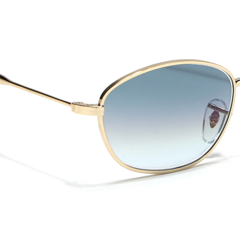 Oval Sunglasses for Men & Women (Grey & Clear Lens | Golden Frame - MG7629)