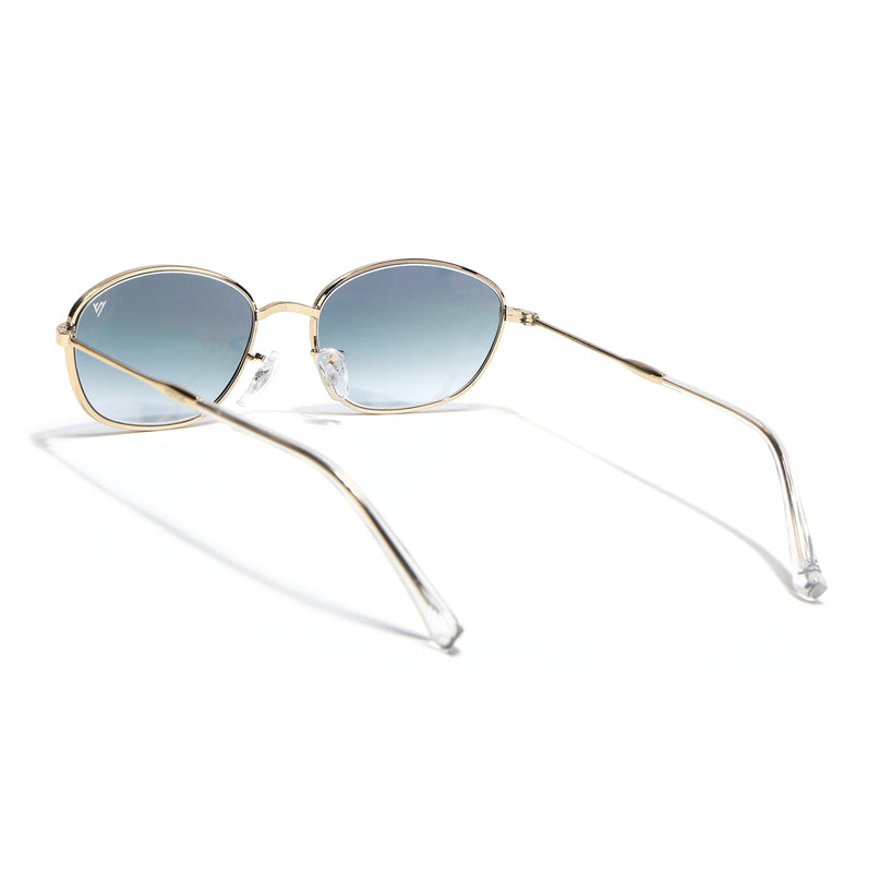 Oval Sunglasses for Men & Women (Grey & Clear Lens | Golden Frame - MG7629)