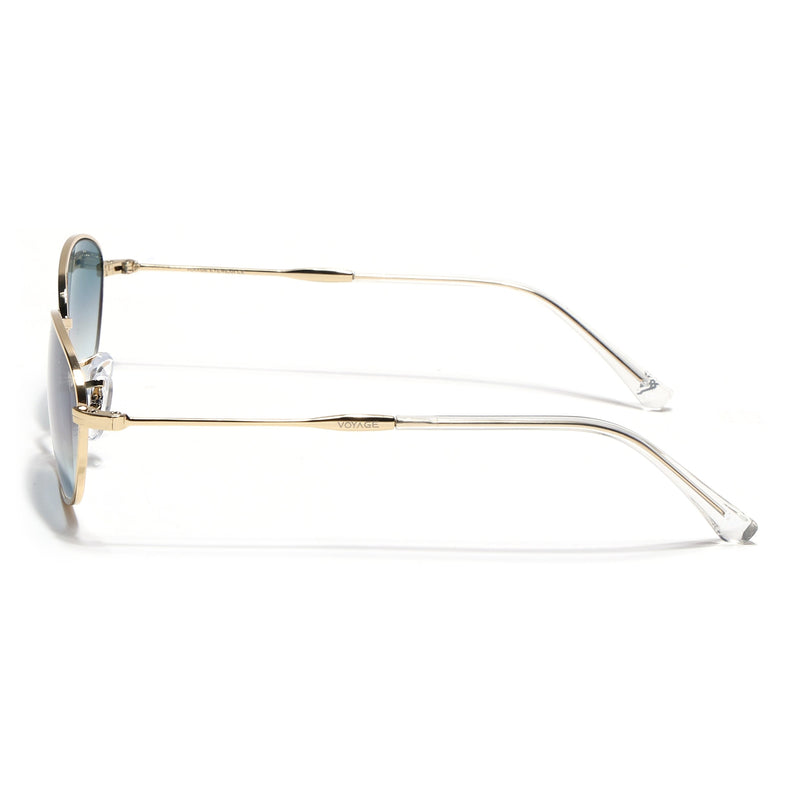 Oval Sunglasses for Men & Women (Grey & Clear Lens | Golden Frame - MG7629)