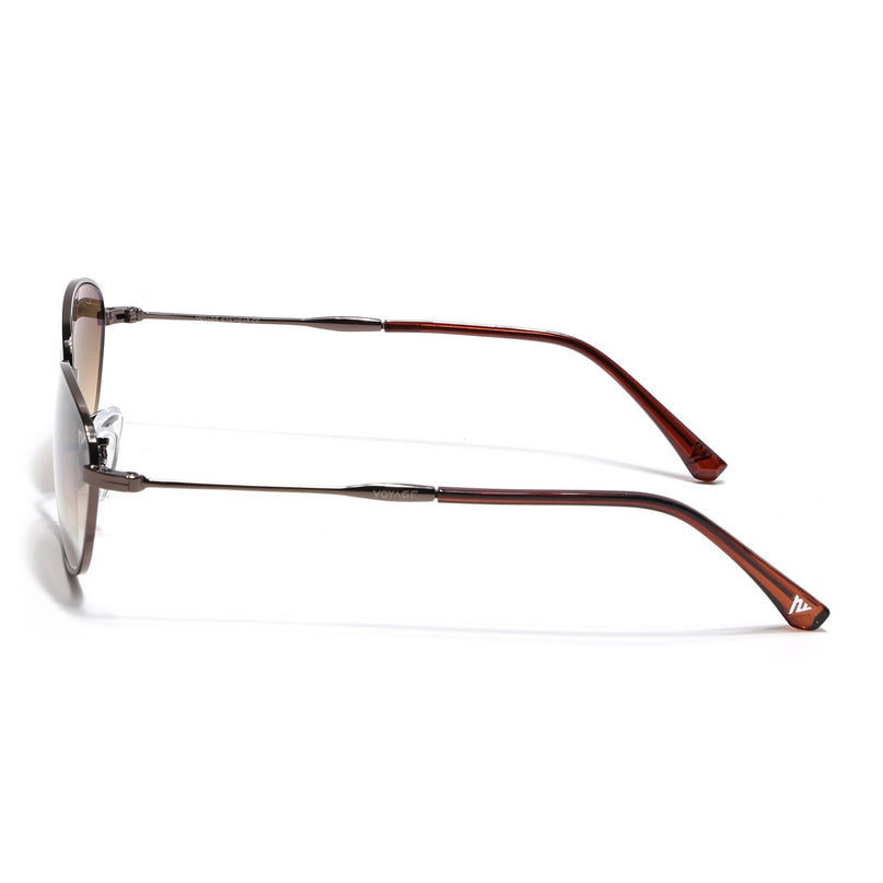 Oval Sunglasses for Men & Women (Brown & Clear Lens | Brown Frame - MG7630)