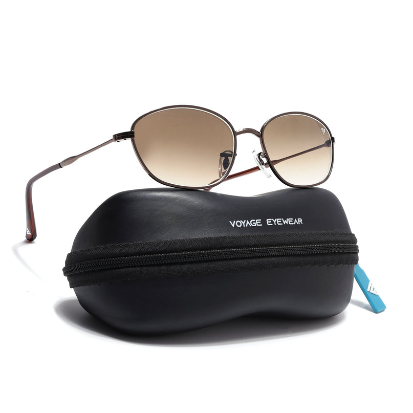 Oval Sunglasses for Men & Women (Brown & Clear Lens | Brown Frame - MG7630)