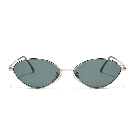 Malana | Black Oval Sunglasses | Silver Frame - MG7745