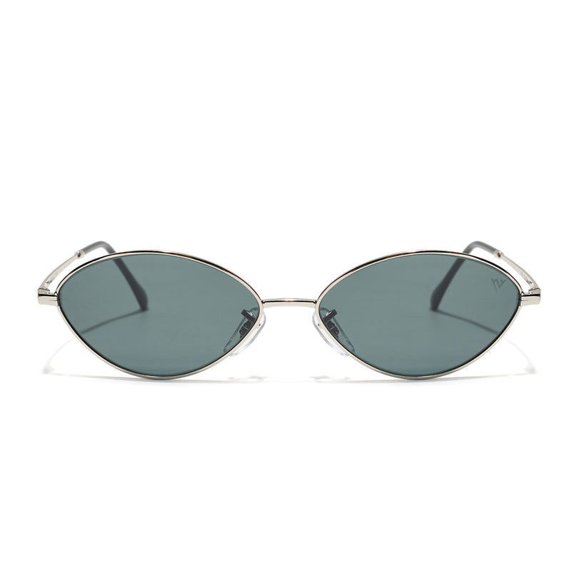 Malana | Black Oval Sunglasses | Silver Frame - MG7745