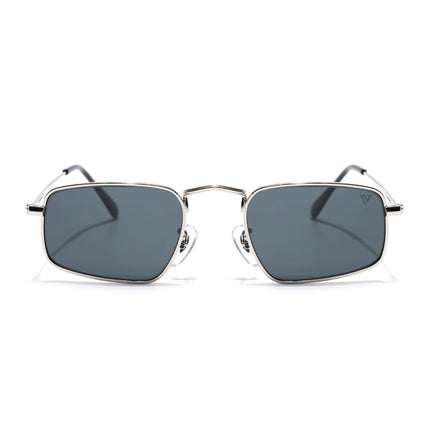 Rectangle Sunglasses for Men & Women (Black Lens | Silver Frame - MG7554)
