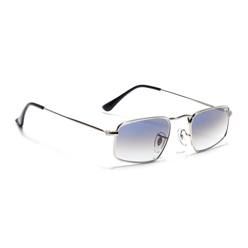 Rectangle Sunglasses for Men & Women (Blue & Clear Lens | Silver Frame - MG7555)