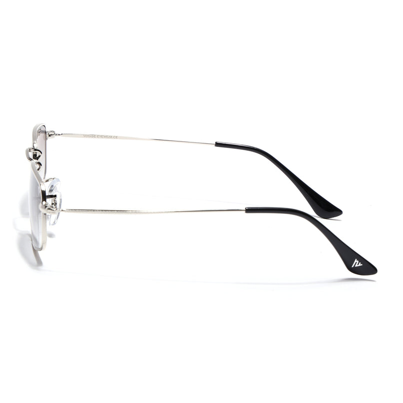 Rectangle Sunglasses for Men & Women (Blue & Clear Lens | Silver Frame - MG7555)