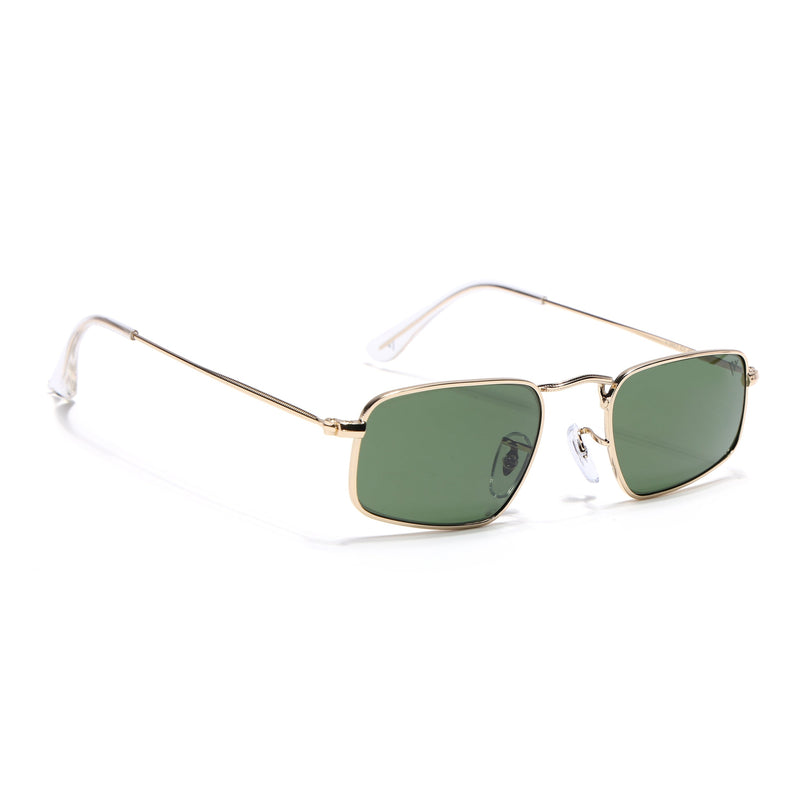 Rectangle Sunglasses for Men & Women (Olive Lens | Golden Frame - MG7557)