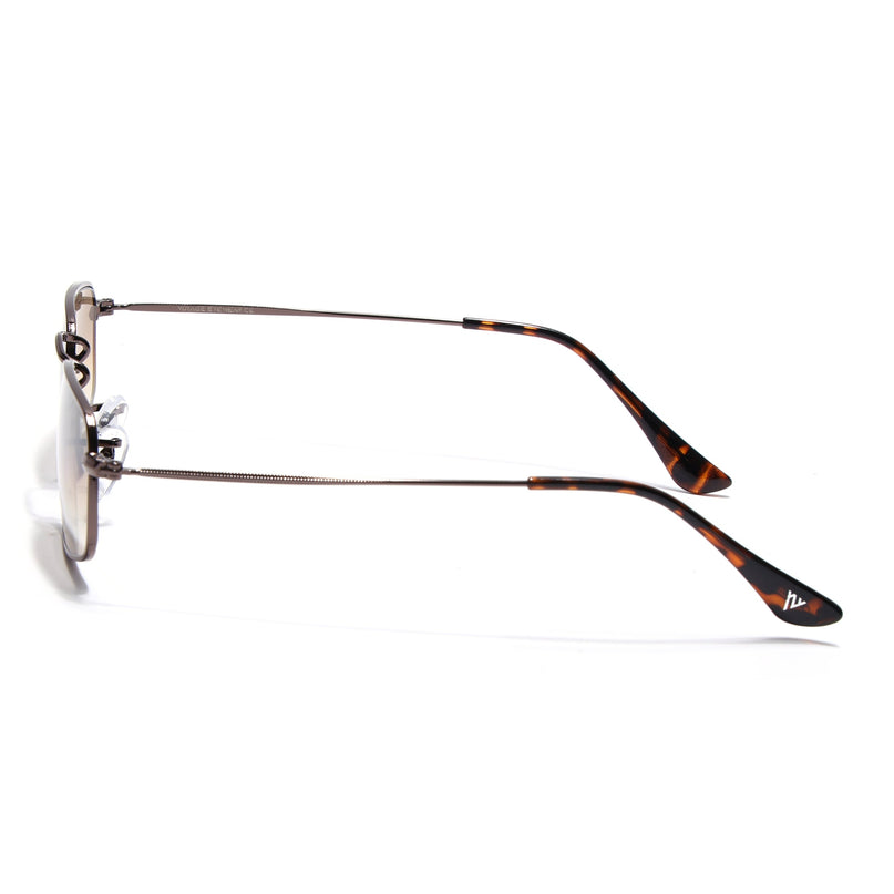 Rectangle Sunglasses for Men & Women (Brown & Clear Lens | Brown Frame - MG7558)