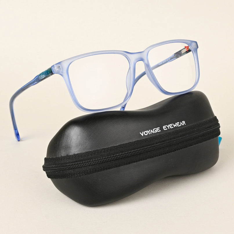 Voyage Transparent Blue Square Eyeglasses for Men & Women - MG4776-C5