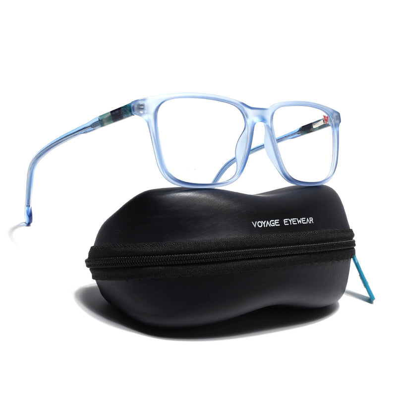 Voyage Transparent Blue Square Eyeglasses for Men & Women - MG4776-C5