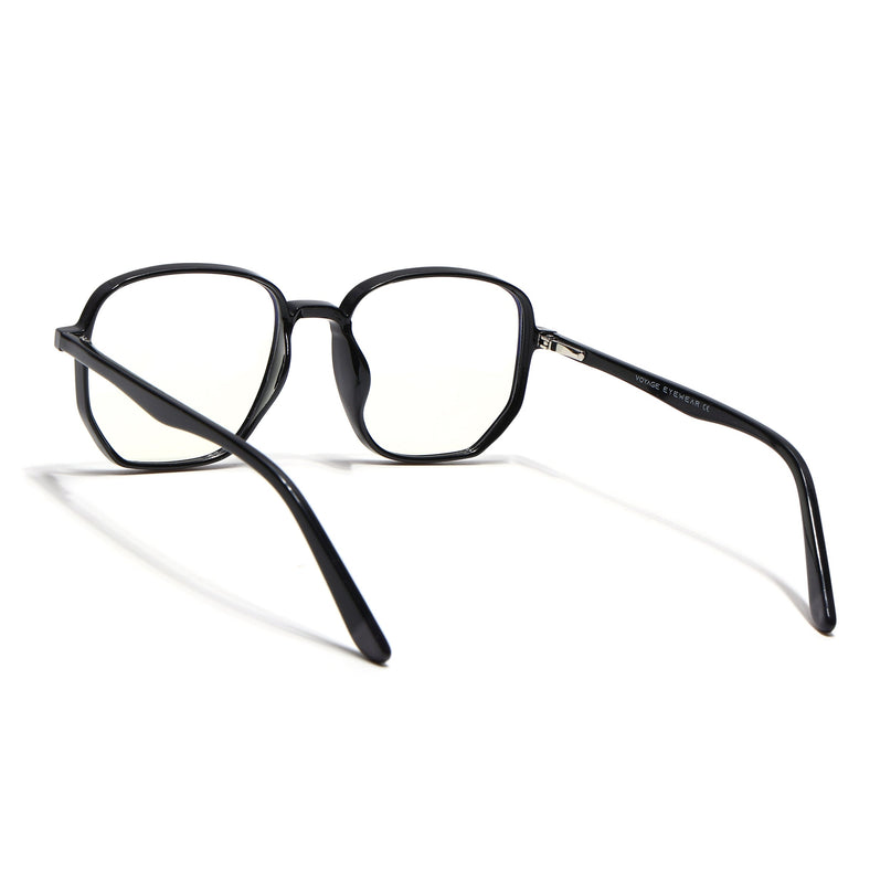 Voyage Shine Black Geometric Eyeglasses for Men & Women - MG4793-C1