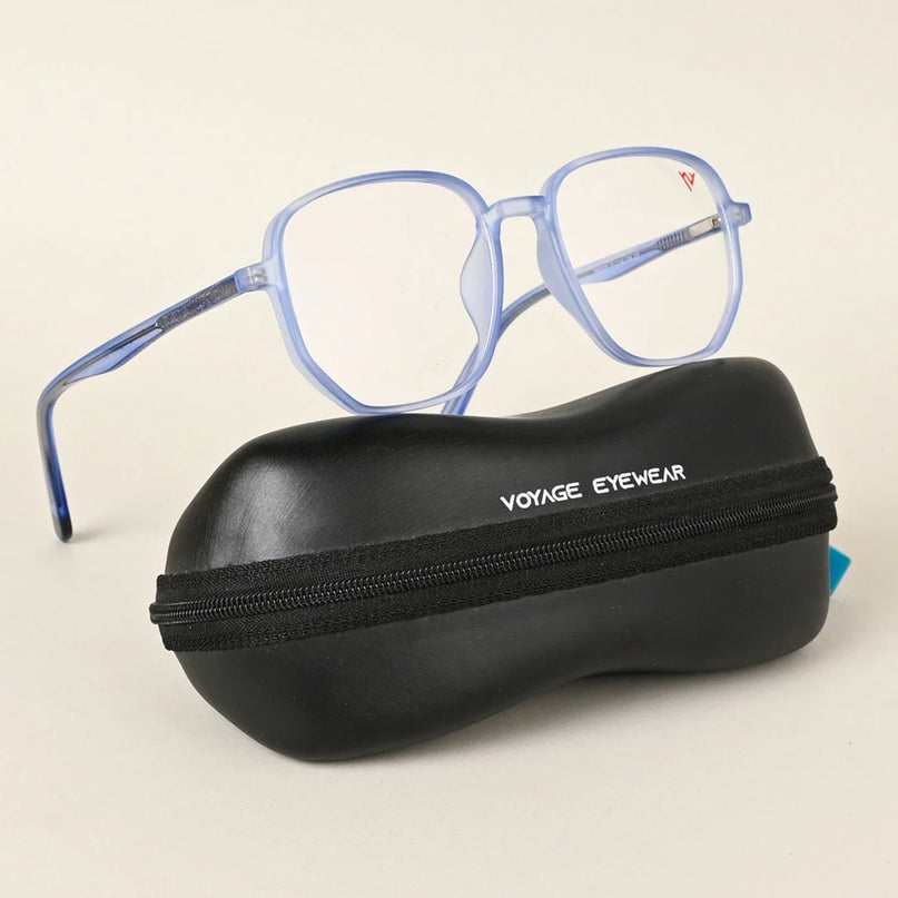 Voyage Transparent Blue Geometric Eyeglasses for Men & Women - MG4797-C5