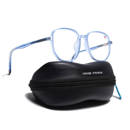 Voyage Transparent Blue Geometric Eyeglasses for Men & Women - MG4797-C5