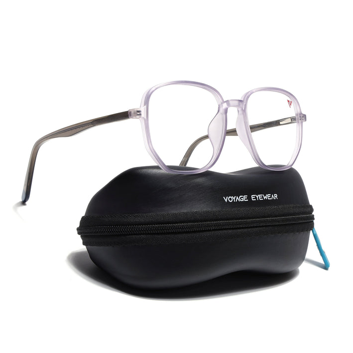 Voyage Transparent Purple Geometric Eyeglasses for Men & Women - MG4798-C6