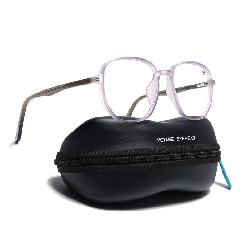 Voyage Transparent Purple Geometric Eyeglasses for Men & Women - MG4798-C6