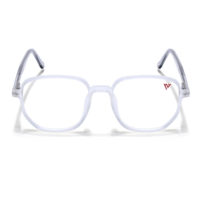 Voyage Transparent & Grey Geometric Eyeglasses for Men & Women - MG4799-C7