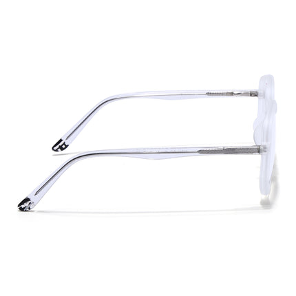 Voyage Transparent & Grey Geometric Eyeglasses for Men & Women - MG4799-C7