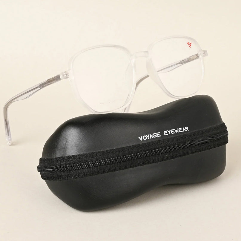 Voyage Transparent & Grey Geometric Eyeglasses for Men & Women - MG4799-C7